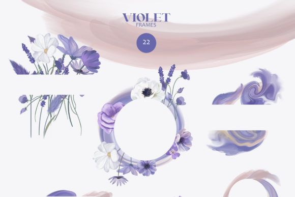Elevate Your Projects with Purple Floral Frames Clipart