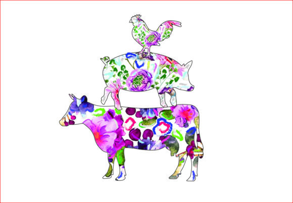 Floral Farm Animals PNG Sublimation Designs: Creative Digital Files for Personalized Projects