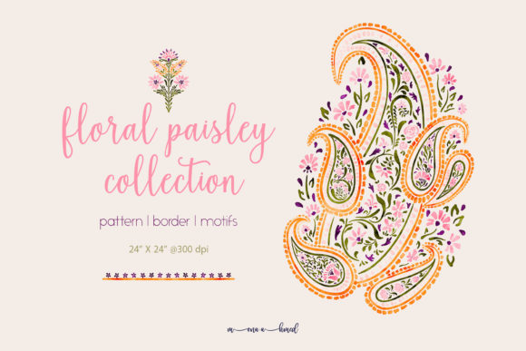 Floral Paisley Collection: Elegant Watercolor Design Assets