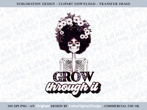 Plum Floral Afro Skeleton Sublimation Designs