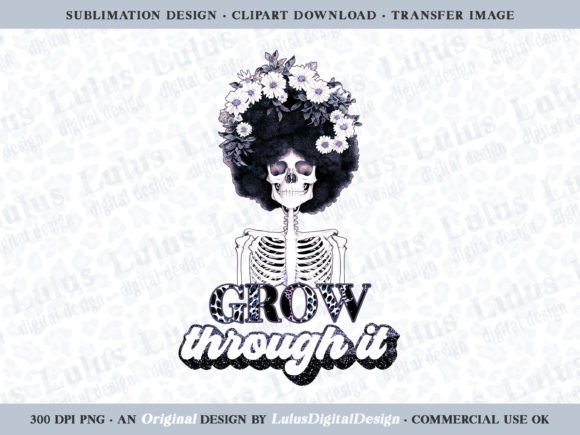 The Floral Afro Skeleton Sublimation Design