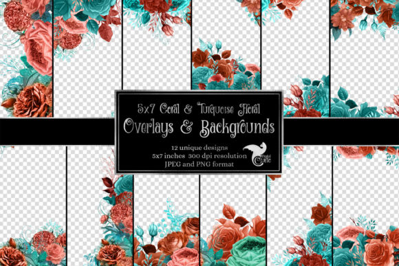 Understanding 5x7 Coral and Turquoise Floral Overlays