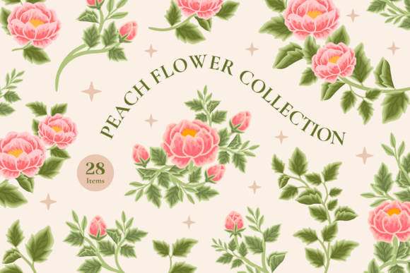Vintage Peach Peony Clipart for Creative Projects