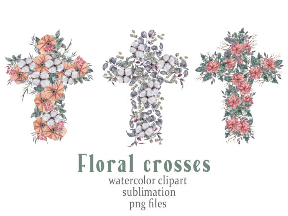 Watercolor Easter Floral Crosses Clipart: A Versatile Digital Design Treasure