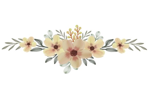 Yellow Floral Watercolor Design Elements